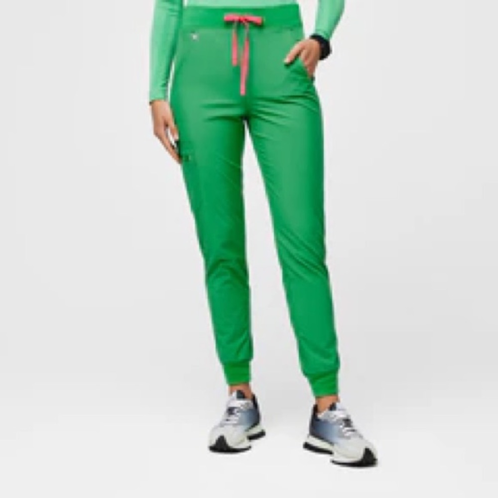 Figs High Waisted Joggers Safety Green